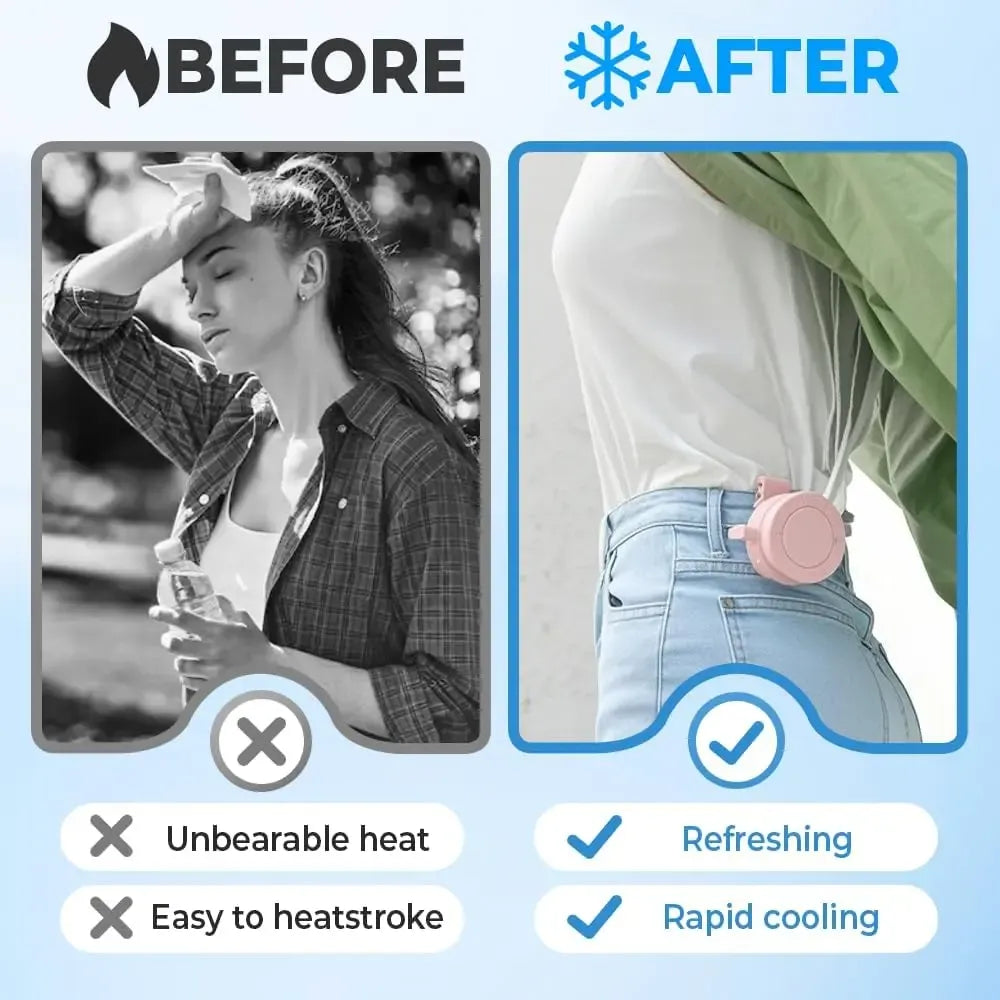 Mini Clip on Fan for Shirt & Waist, Portable Small Whirlwind Bladeless Fan, Small but Powerful, 3-Speed Silent Personal Mini Rechargeable Cooling Fans