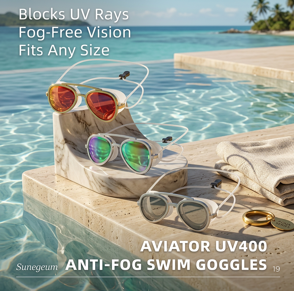 Pro Aviator Swim Goggles – UV400 Protection. Anti-Fog & Full Coverage Fit