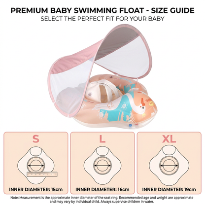 Swan Baby Swim Ring with Sun Canopy – Inflatable Safety Float Seat for Babies
