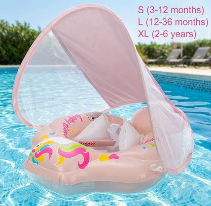 Baby Swim Float with Sun Canopy & Safety Seat – Inflatable Pool Float for Babies