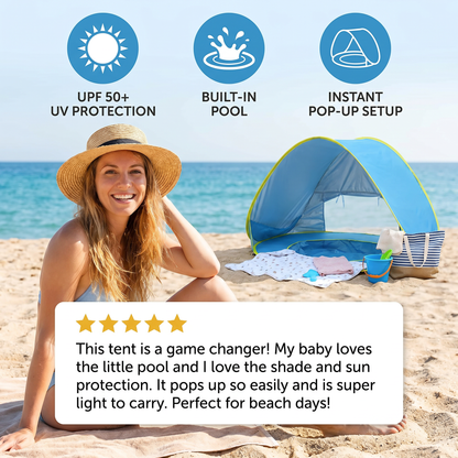 Pop-Up Baby Beach Tent with Built-In Pool & UV Protection – Portable Sun Shade for Kids